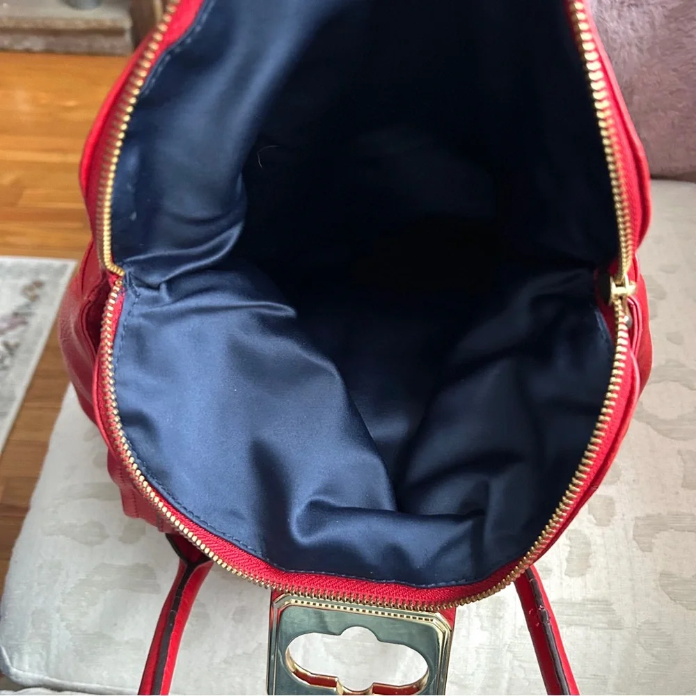 B.Makowsky Red Leather Satchel Bag
